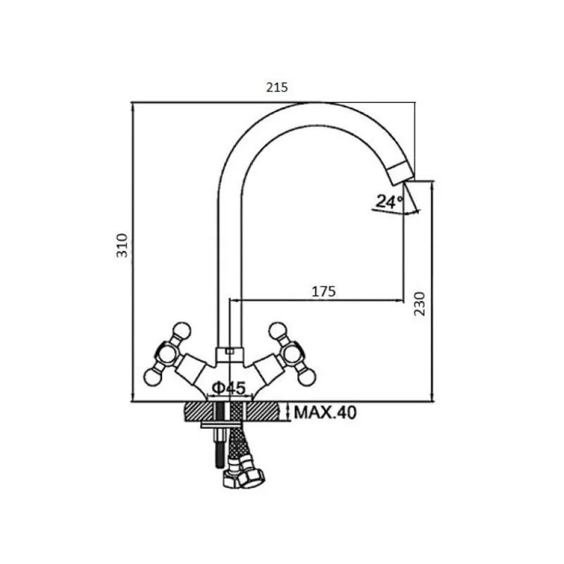 Смеситель для кухни D-Lin D153807-E, хром