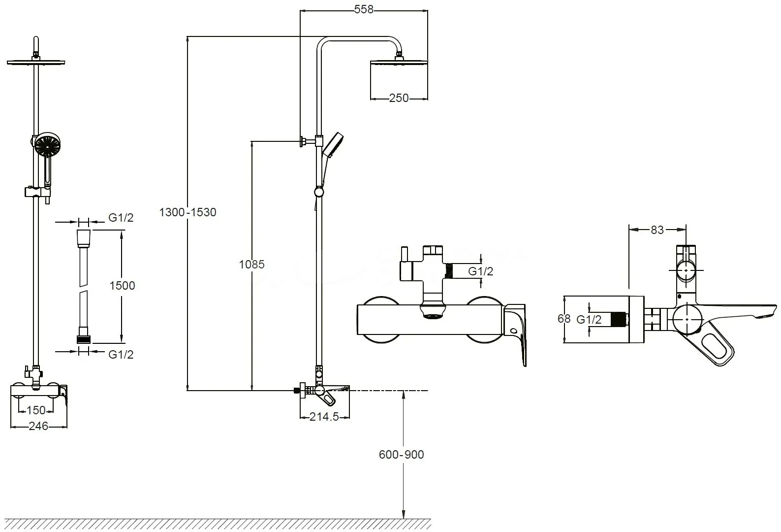 Душевая система Jacob Delafon Aleo 2.0 E26809-CP