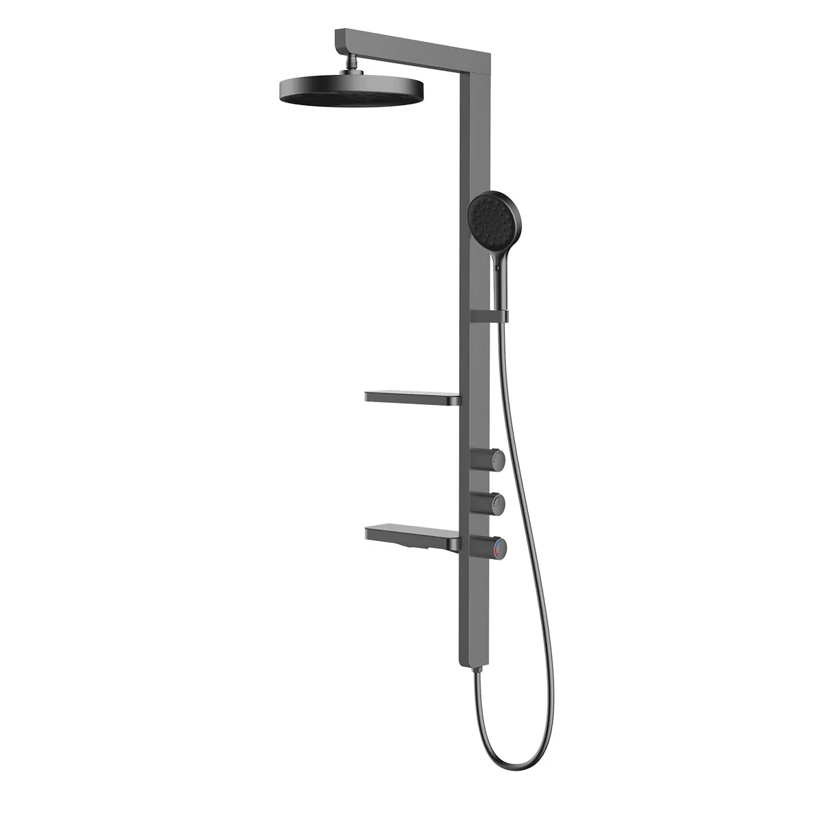 Душевая стойка Vincea Inspire VSFS-3I11GM с изливом, 30см верх душ, вороненая сталь