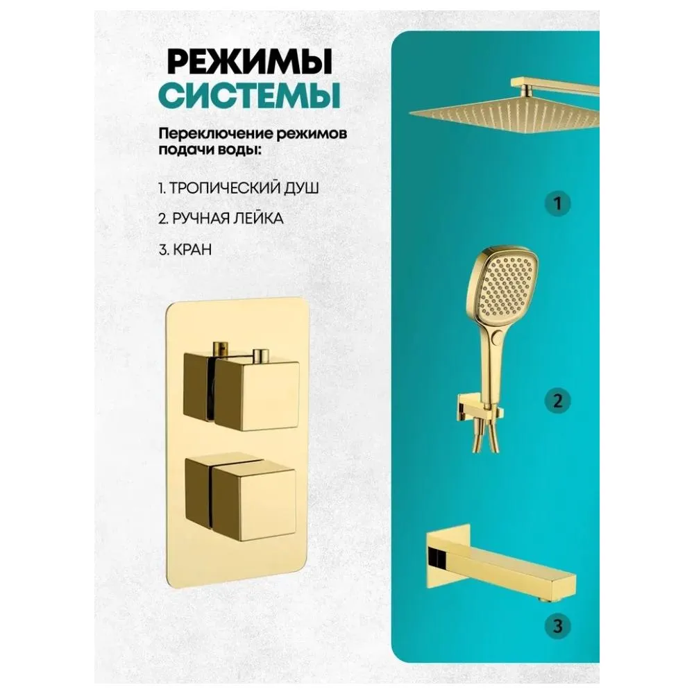 Душевая система встраиваемая Grocenberg GB5050GO, золото