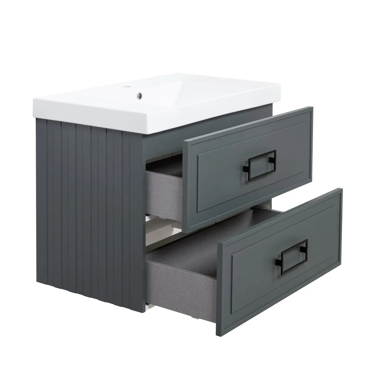 Тумба под раковину подвесная La Fenice Cubo TWIN FNC-01-CUB-G-80-2, серо-зеленая