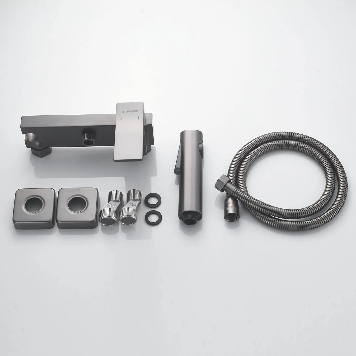 Гигиенический душ со смесителем Shevanik S4005T-1, оружейная сталь