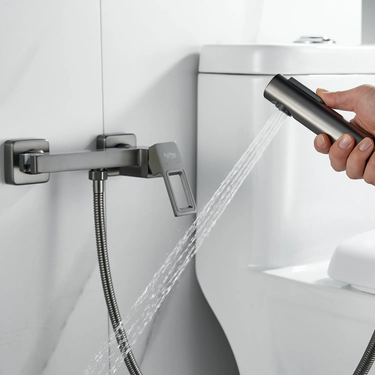 Гигиенический душ со смесителем Raffine F0596T-1, оружейная сталь