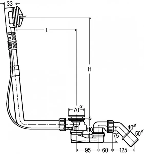 Сифон для ванны удлиненный Viega Multiplex 6163.1, хром (111069)