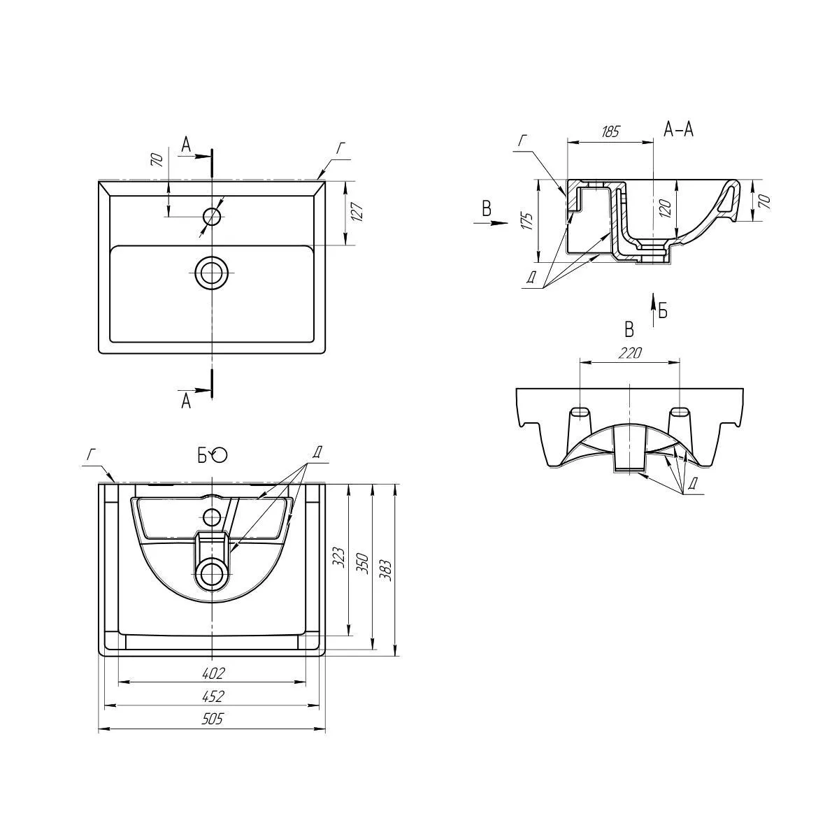 Раковина Dreja Mini 195032, 50 см