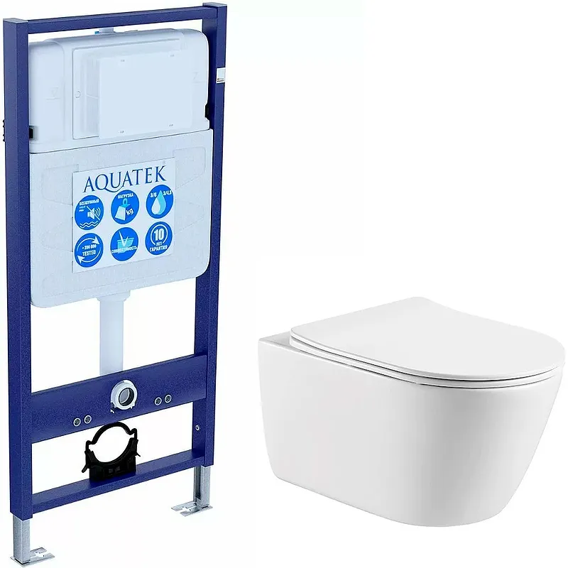SET AQUATEK ОБЕРОН T (рама AQUATEK Standard INS-0000012(без клавиши и крепежа)+унитаз ОБЕРОН AQ1365T-00 с тонким сиденьем soft-close