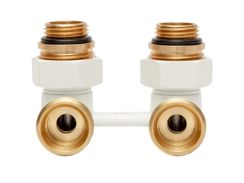 Узел подключения радиатора H-образный ARROWHEAD белый угловой 3/4"- 1/2"