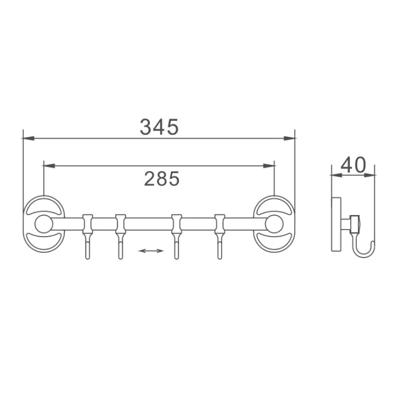 Планка с крючками для полотенец D-Lin D288700-4, хром