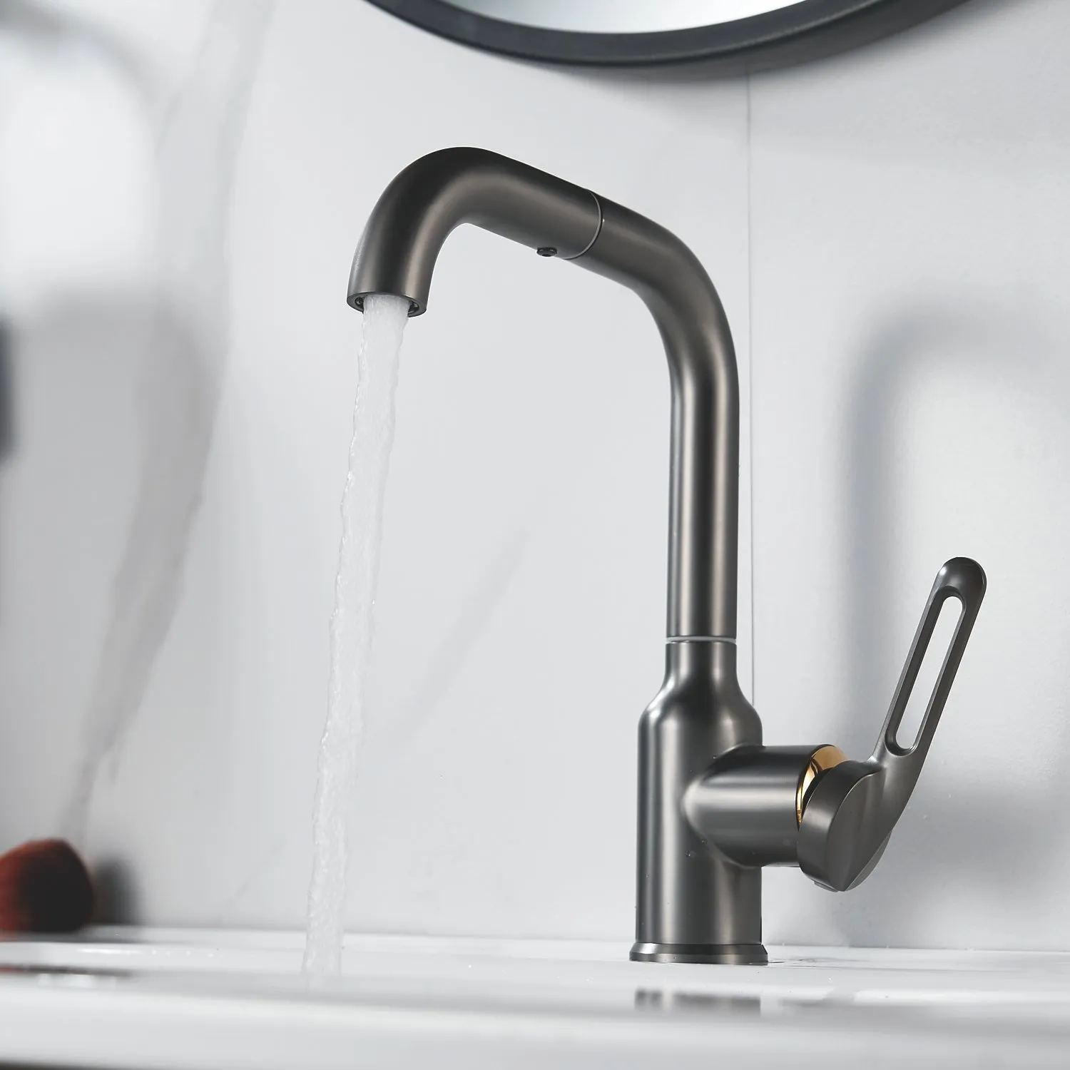 Смеситель для раковины Raffine F201T, оружейная сталь