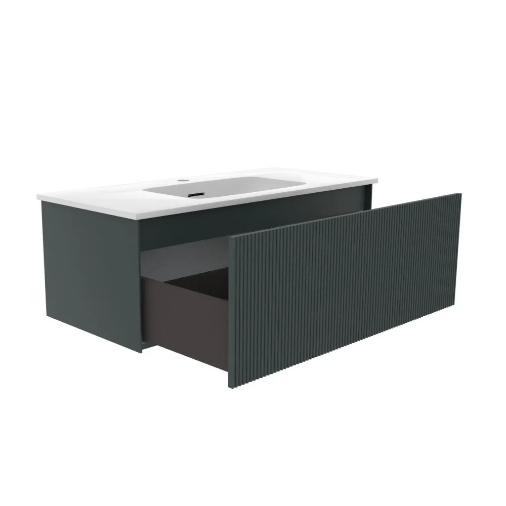 Тумба под раковину подвесная La Fenice Terra FNC-01-TER-G-100, серо-зеленая