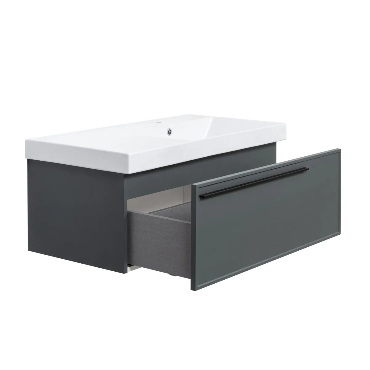 Тумба под раковину подвесная La Fenice Elba FNC-01-ELB-G-90, серо-зеленая