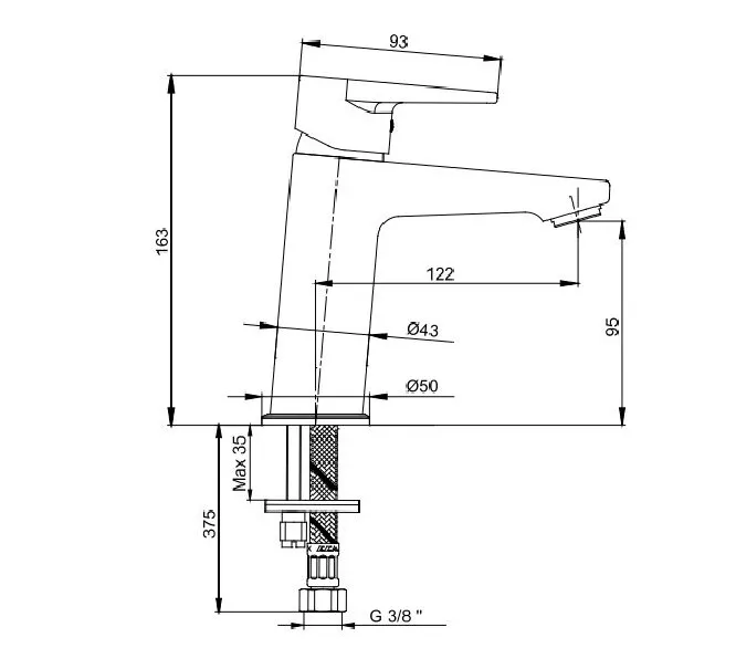 Смеситель для раковины E.C.A DALIA 94,5 (102188111EX)