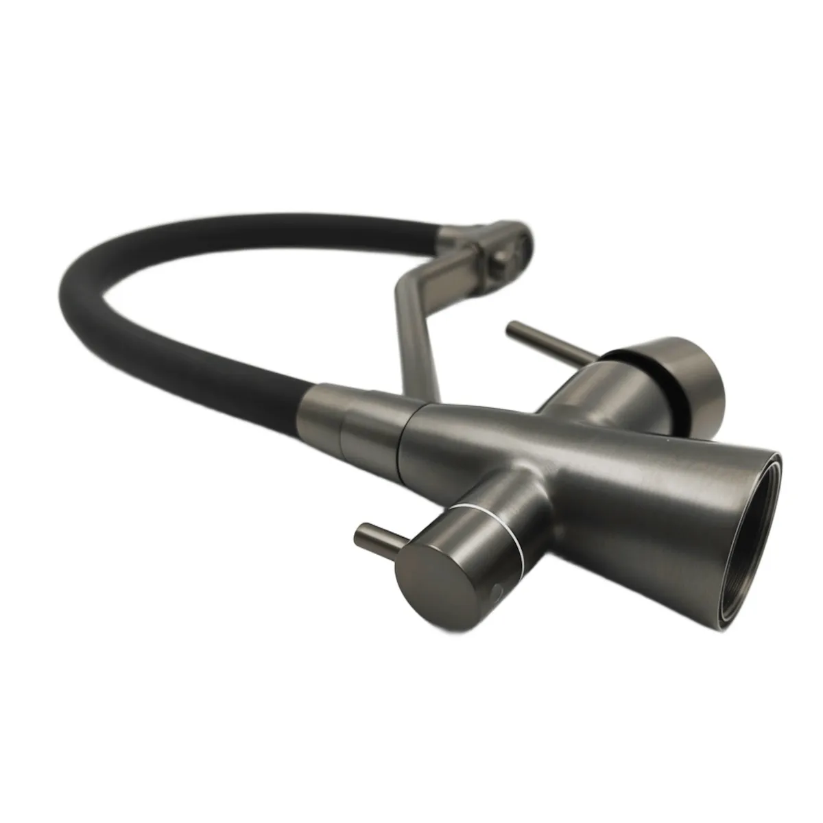 Смеситель для кухни с гибким изливом и подключением фильтра Maretti Eleganza EN31RGF14, оружейная сталь