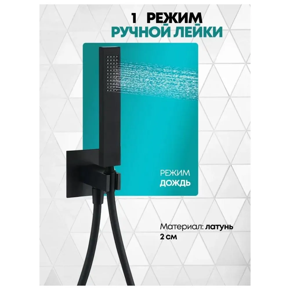 Душевая система встраиваемая (без излива) Grocenberg GB5080BL, черный