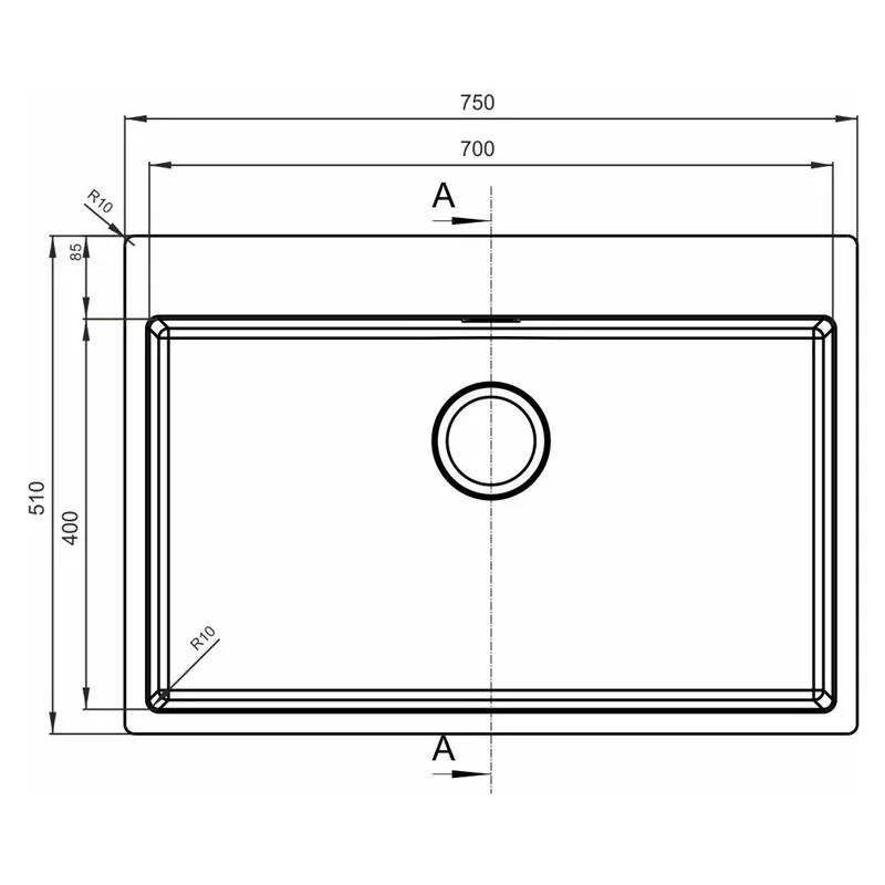 Кухонная мойка Florentina ЛОГИКА-НМ LHM.750.510.B.10.S.10, нержавеющая сталь