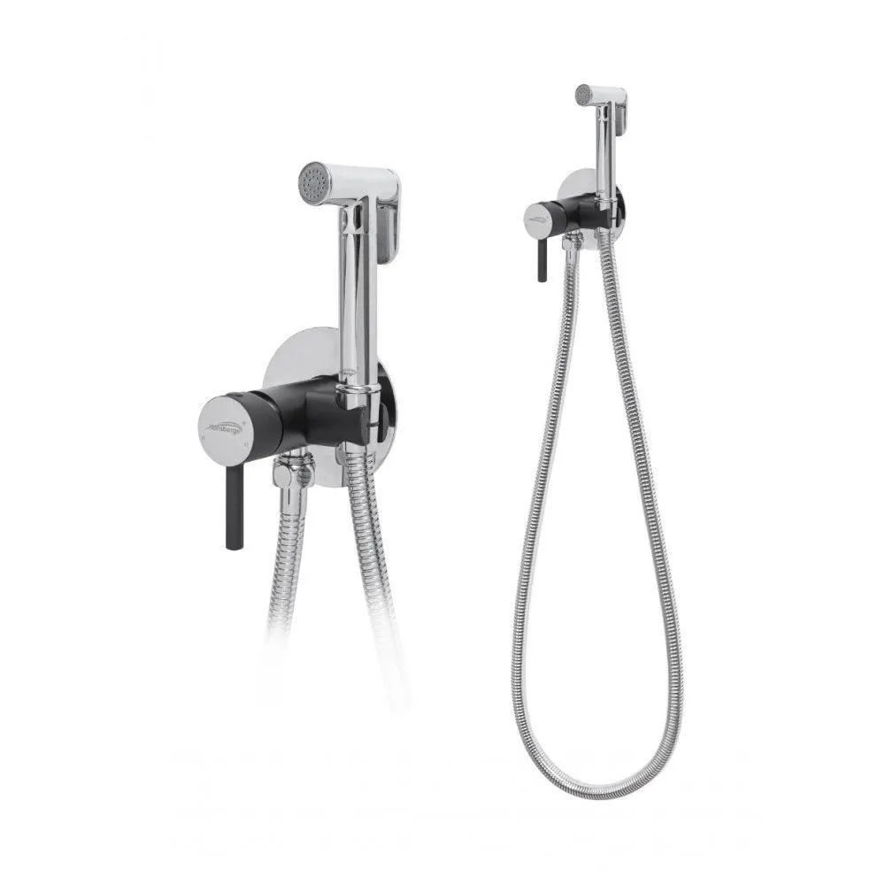 Гигиенический душ со смесителем встраиваемый Hansberge H3099BC, хром/черный