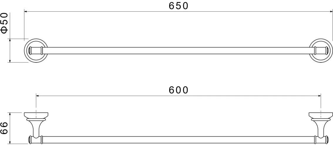 Полотенцедержатель AQUATEK КЛАССИК, 600 мм, матовый черный AQ4514MB