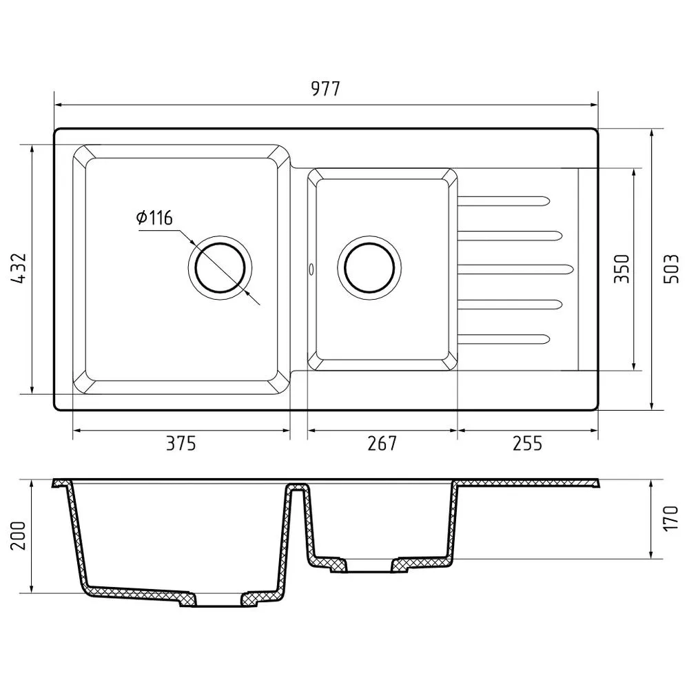 Кухонная мойка GranFest PRACTIK 980KL, кашемир