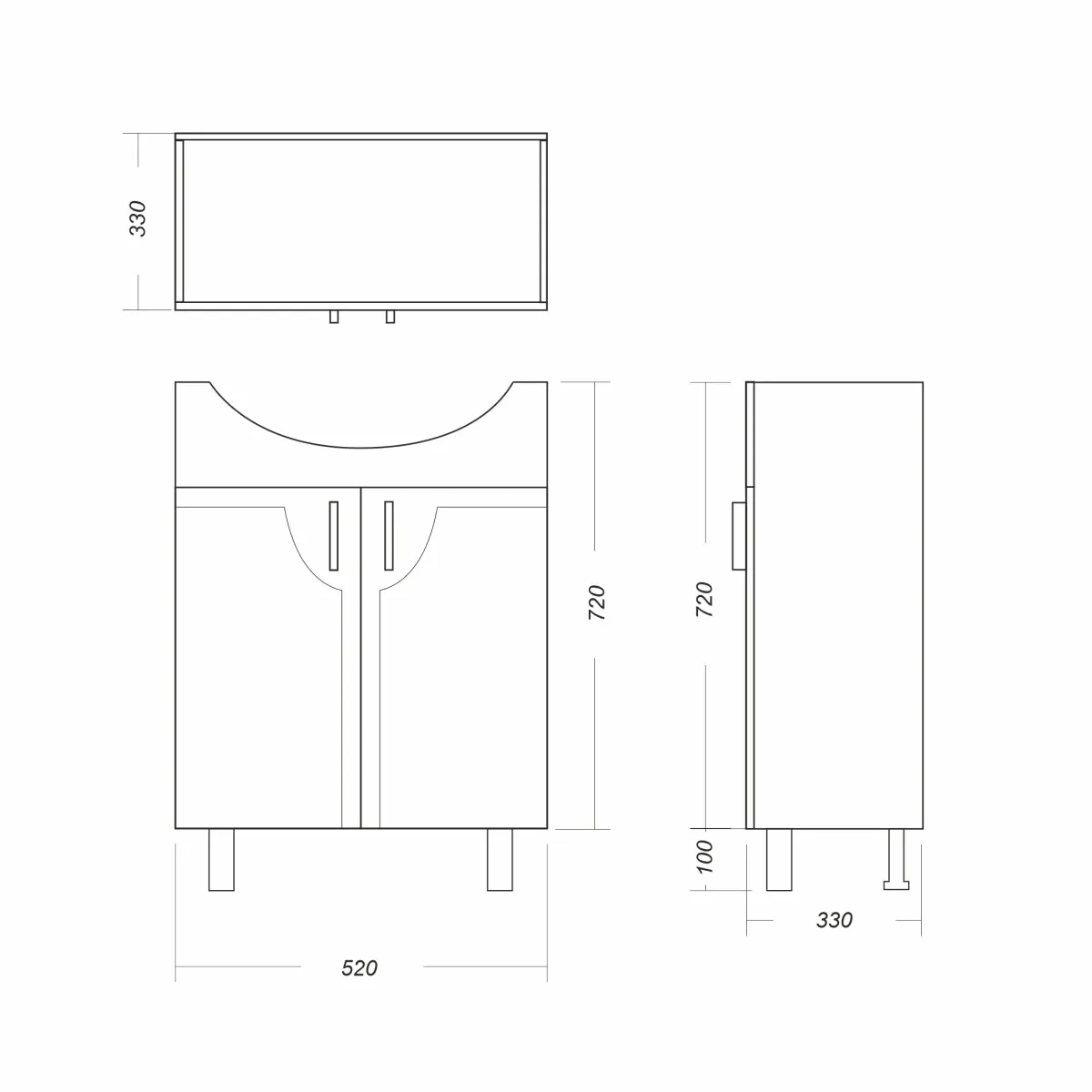 Sanita ИДЕАЛ Тумба 820*520*330, бел (комплектуется с умыв Real 56)