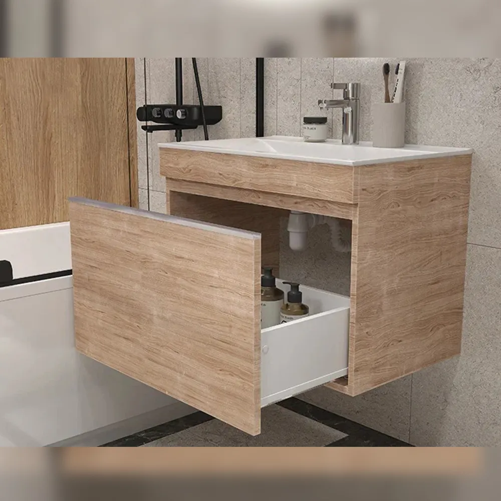 Тумба с раковиной подвесная Velvex Pulsus tp.PUL.PUL.70.1Y дуб сонома, 70 см