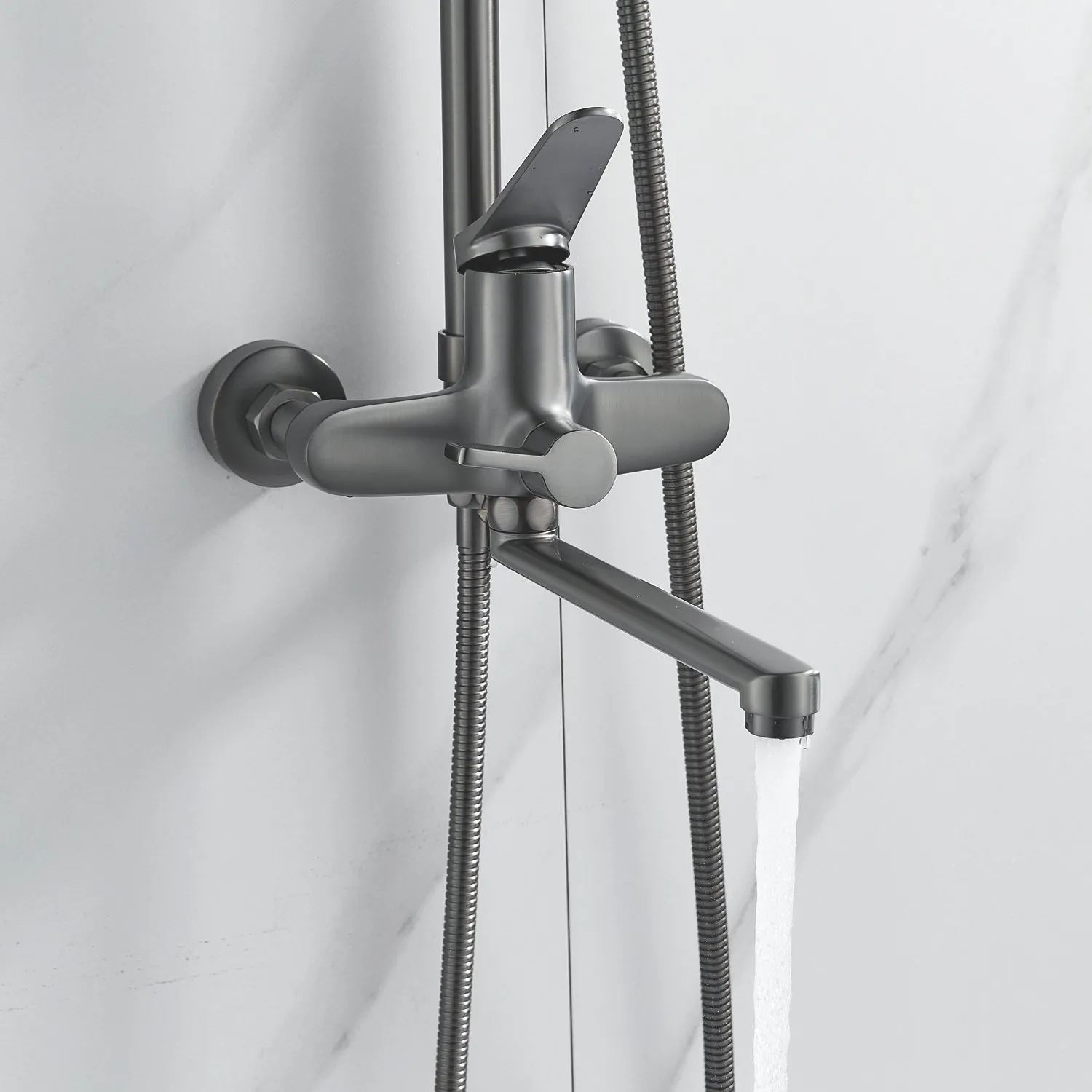 Душевая система Shevanik S6236T, оружейная сталь