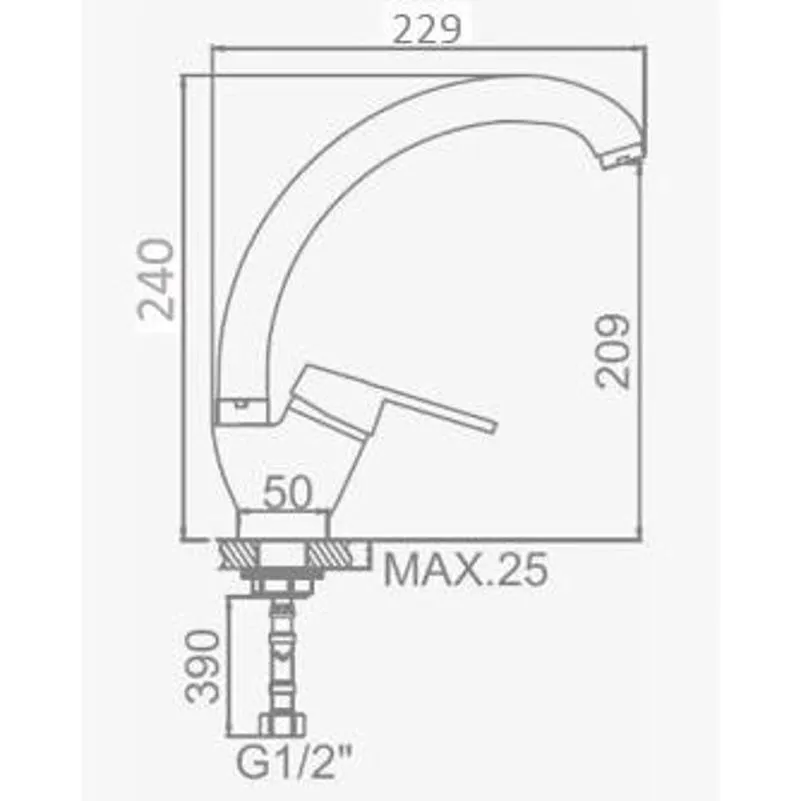 Смеситель для кухни D-Lin D150405-1, хром