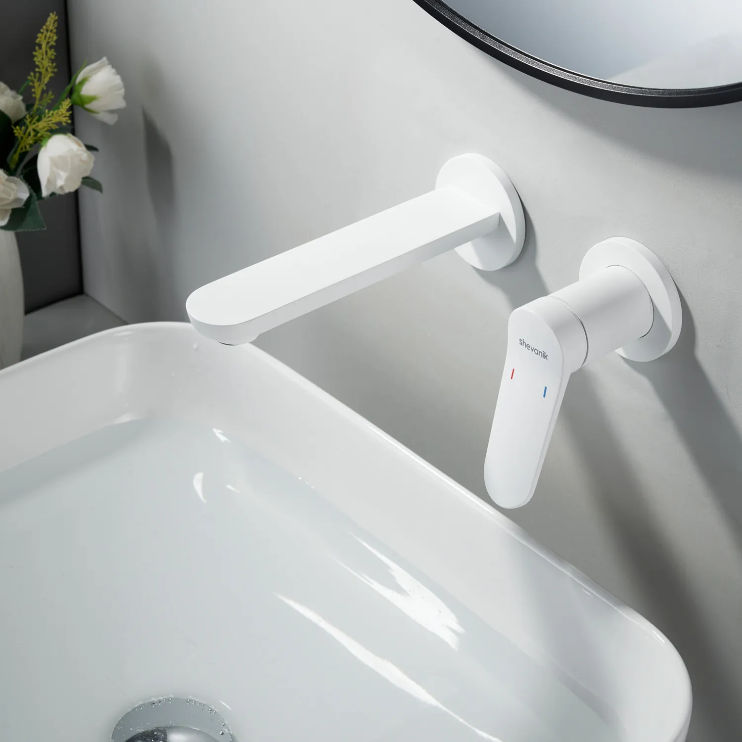 Смеситель для раковины встраиваемый Shevanik S4341C, белый