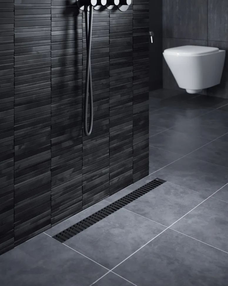 Душевой лоток TIMO Drain System 600 с вставкой "lines", Чёрный (DS230106/03)