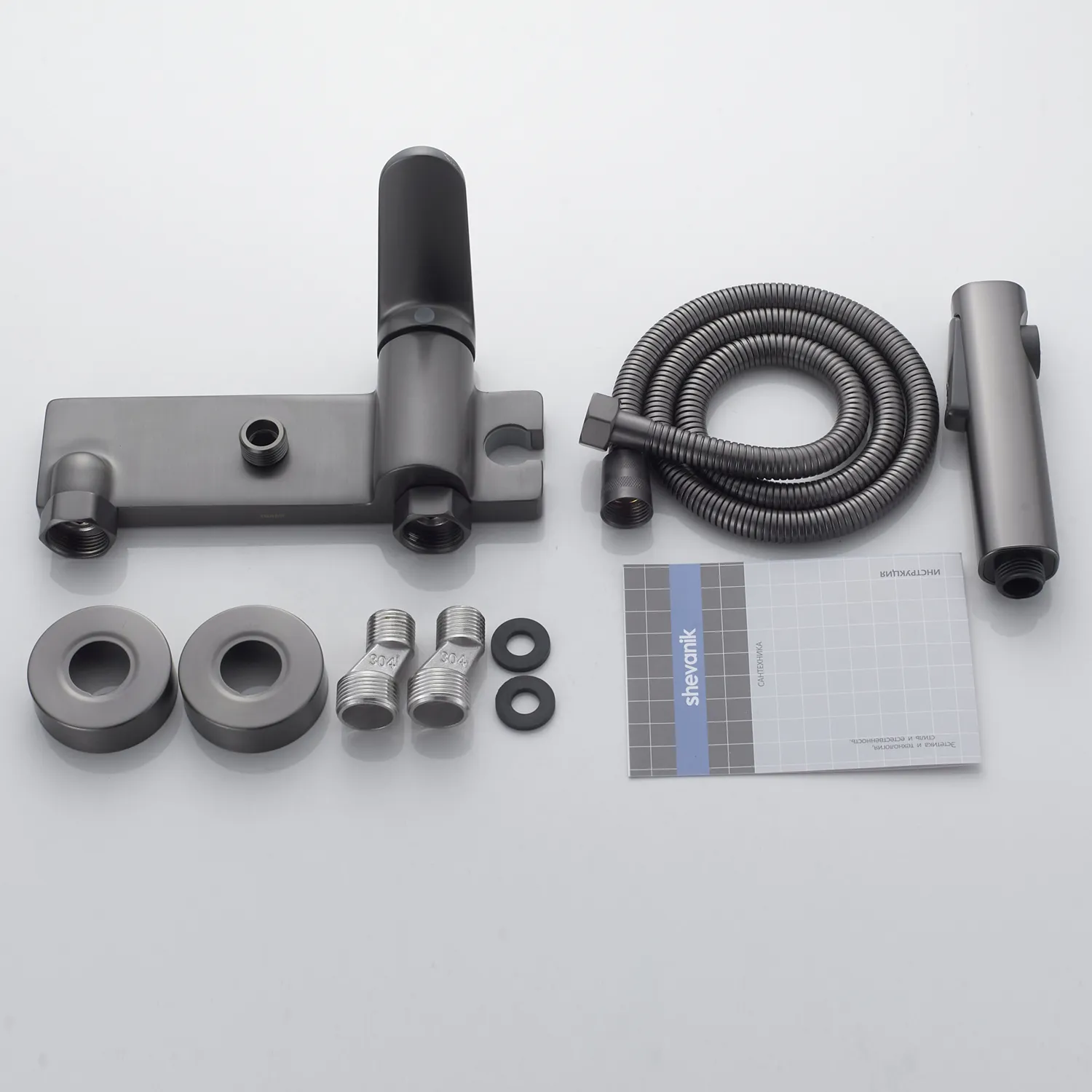 Гигиенический душ со смесителем Shevanik S4305T-1, оружейная сталь