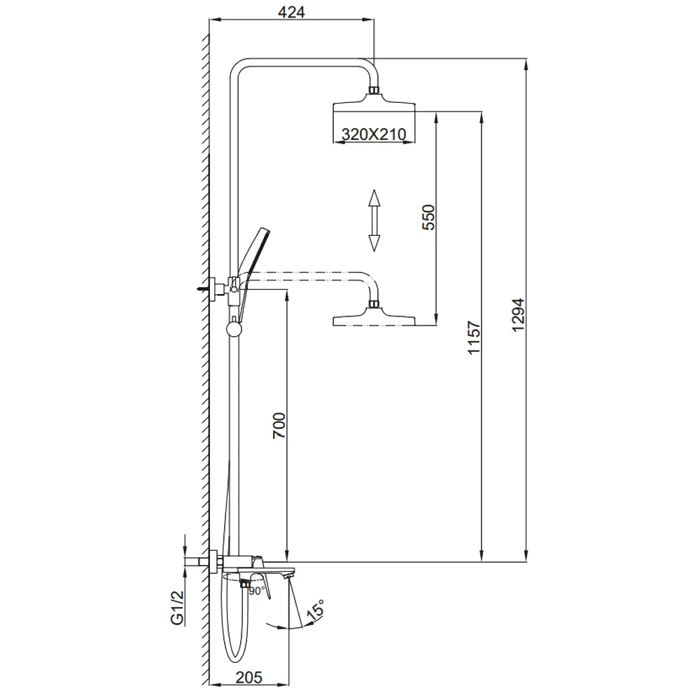 Душевая система FRAP F2487-6, черный