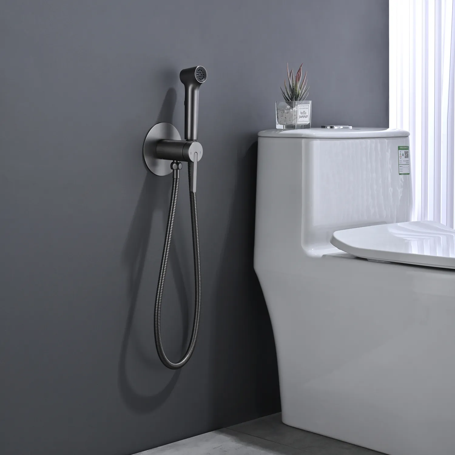 Гигиенический душ со смесителем Rose R235T, оружейная сталь