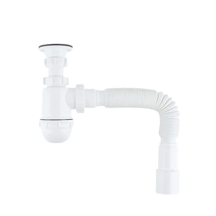 Сифон бутылочный IDDIS Optima Home 1.1/4x40мм, с выпуском и гофротрубой 40/50мм (900BVG0010VD)