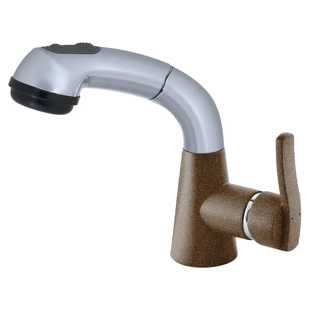 Смеситель для кухни с выдвижным изливом и режимом душ GranFest 3773, терракот