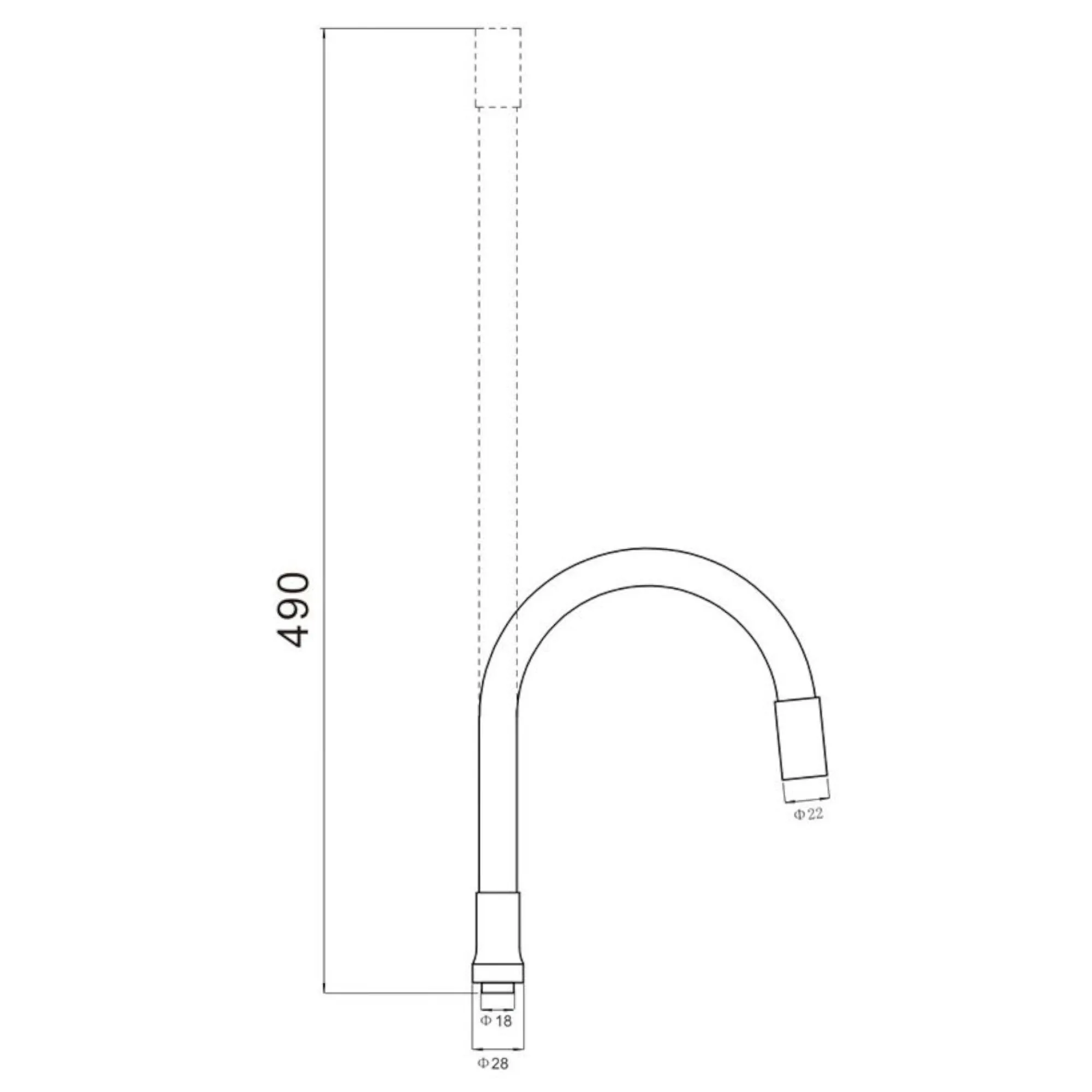 Гибкий излив для кухонного смесителя Savol S-CG04L, серый