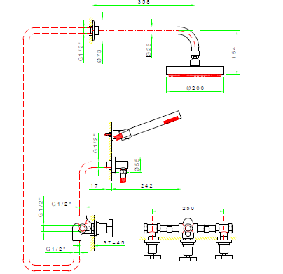 Душевой комплект Nicolazzi Mac Kinley 05, Brushed Brass (2233EXT OS 29)