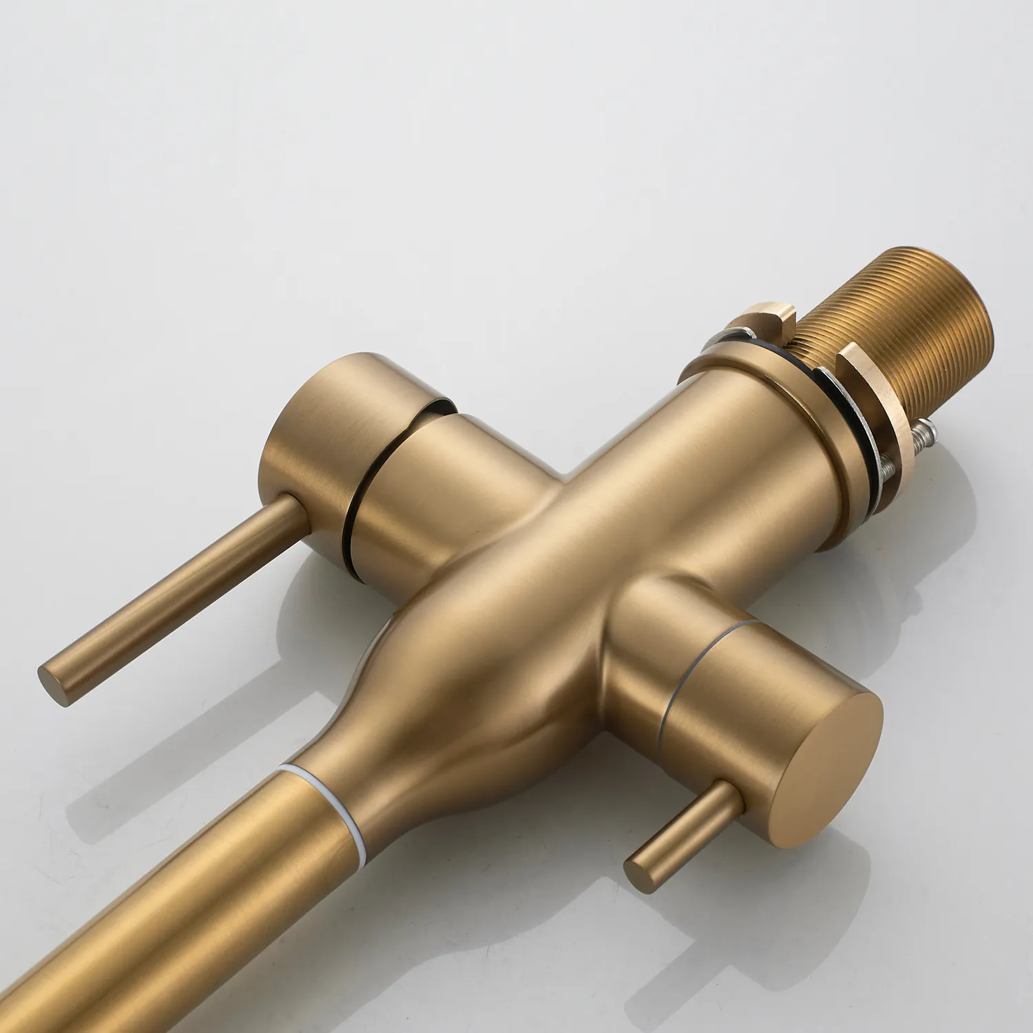 Смеситель для кухни с подключением фильтра Shevanik S248G, золотой сатин