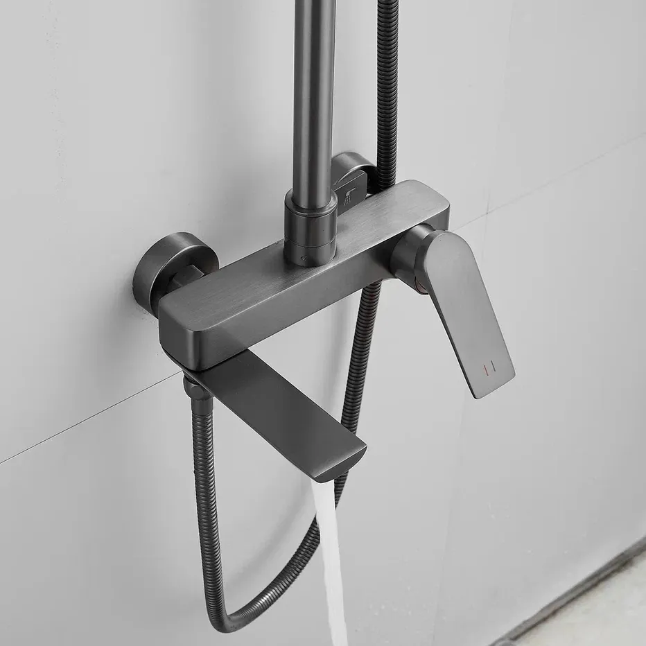 Душевая система Shevanik S9136T, оружейная сталь