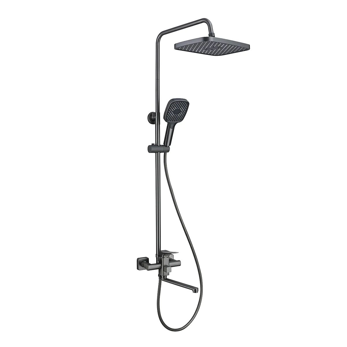Душевая система Prohanss для ванны и душа с тропическим душем поворотный излив 25 см, графит (P62.24.09)