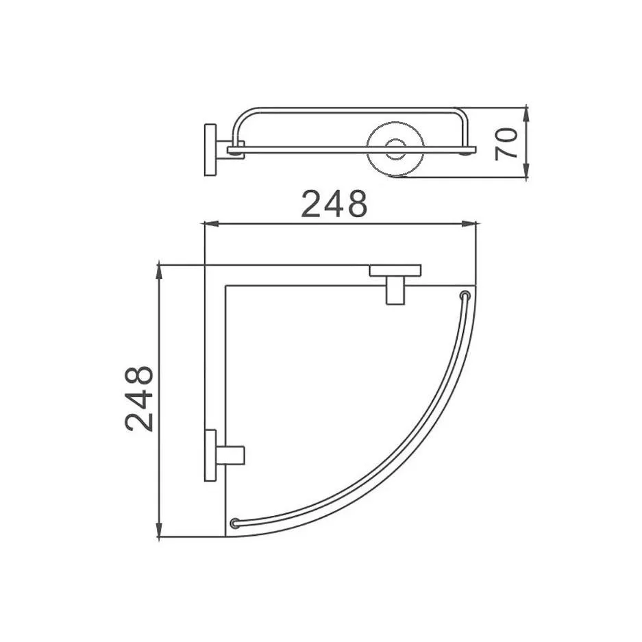 Полка стеклянная угловая D-Lin D264111, черный
