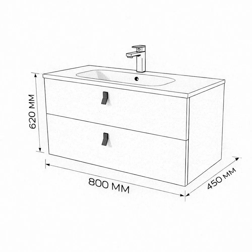Тумба с раковиной подвесная (80см) Terminus Kontur KON10802200001O, венге/графит