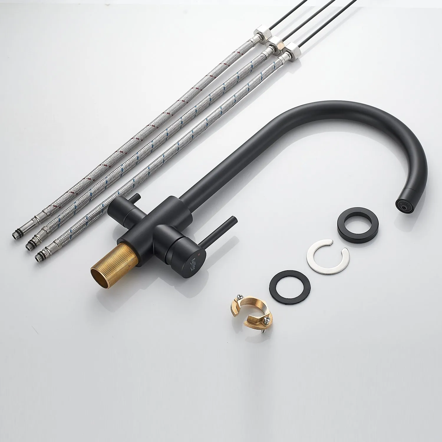 Смеситель для кухни с подключением фильтра воды Raffine F108H, черный