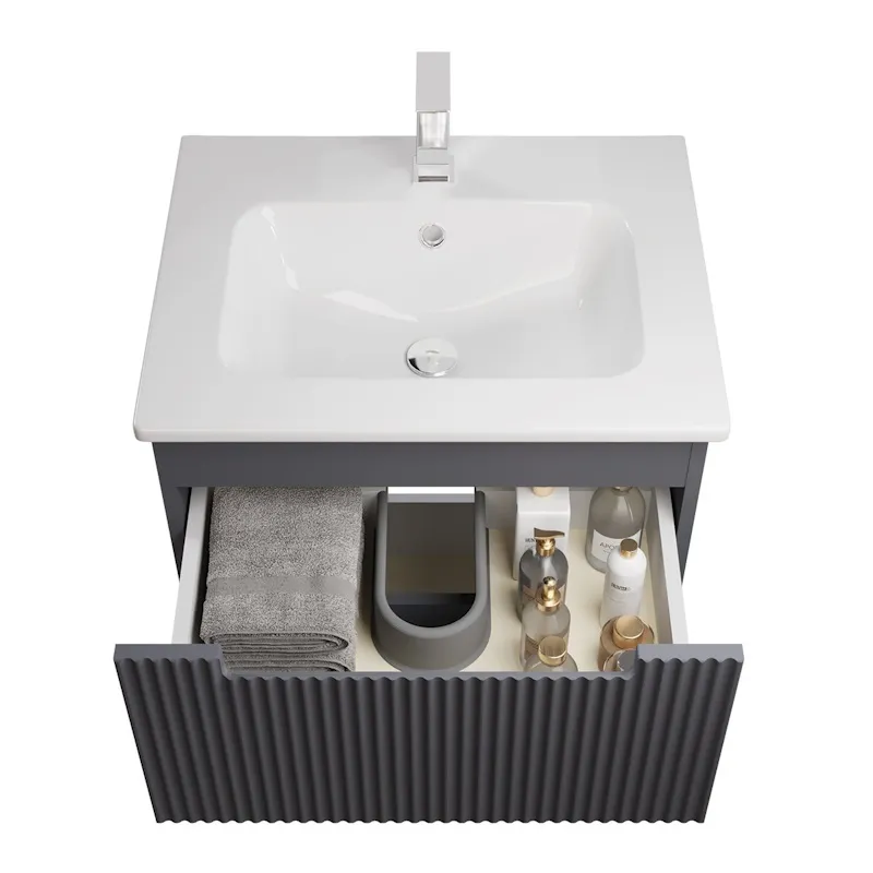 Тумба с раковиной подвесная Dreja Euphoria 100 см, серый базальт