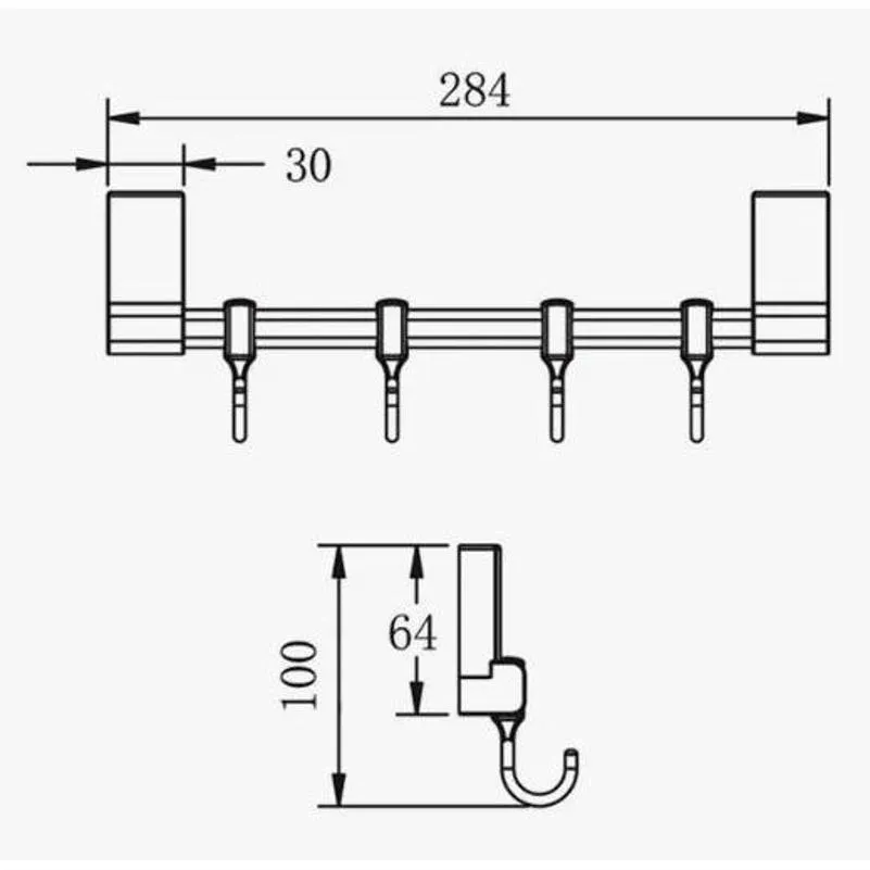 Планка с крючками для полотенец D-Lin D288330-4, хром
