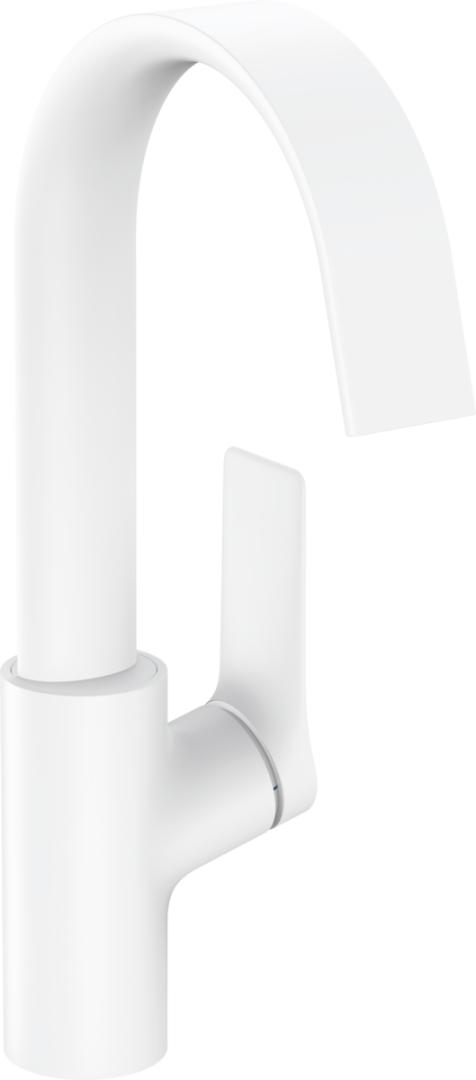 Смеситель для раковины однорычажный HANSGROHE Vivenis 210 мм, с поворотным изливом, со сливным гарнитуром, белый матовый (75030700)