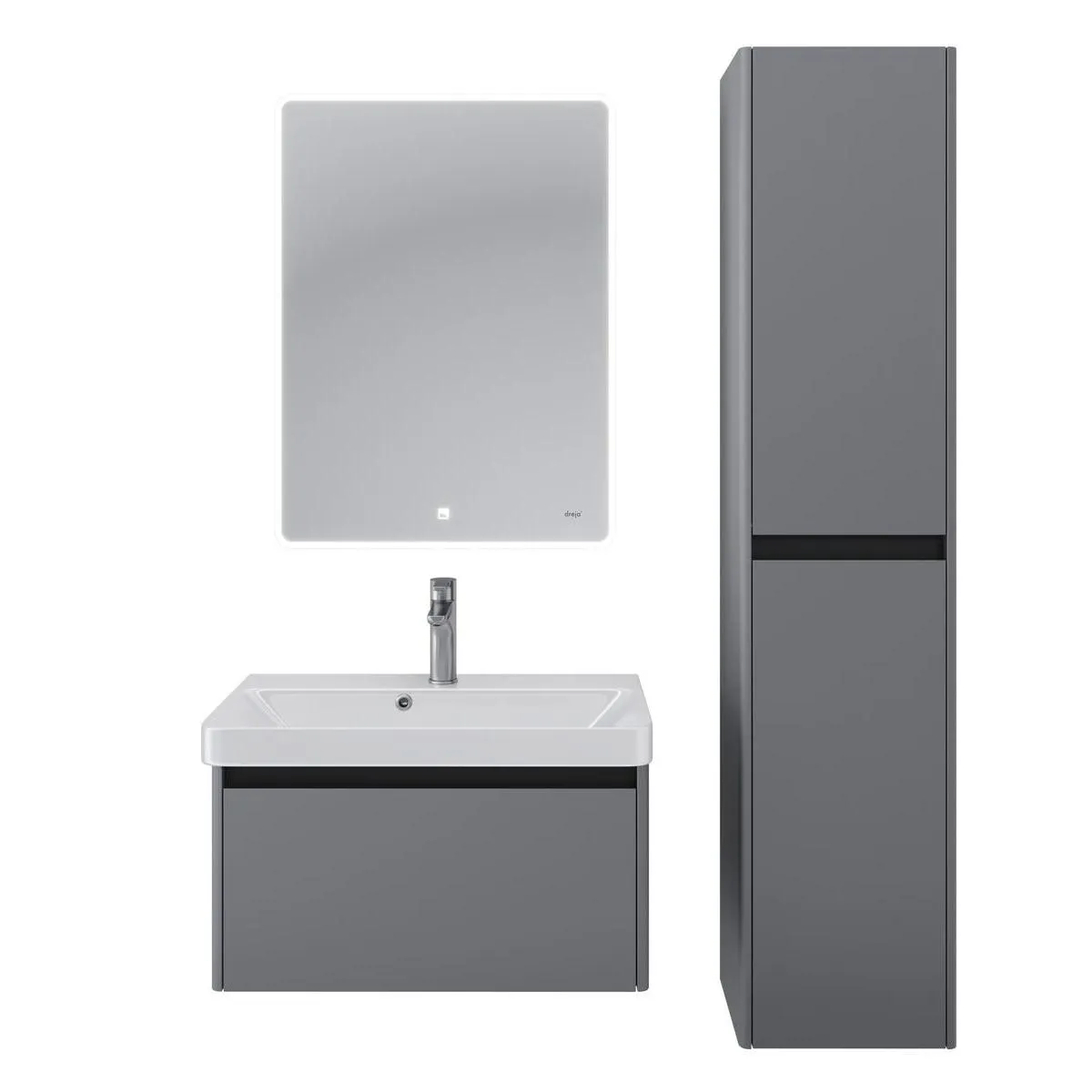 Тумба с раковиной подвесная Dreja Luxury 70 см, серый базальт