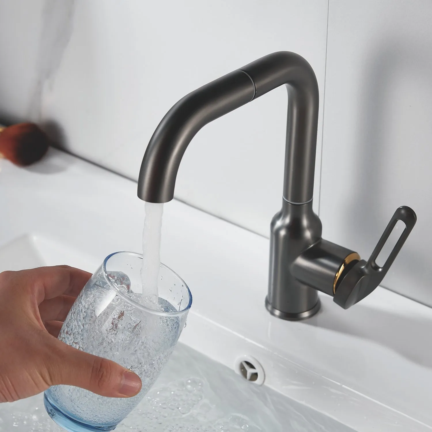 Смеситель для раковины Raffine F201T, оружейная сталь