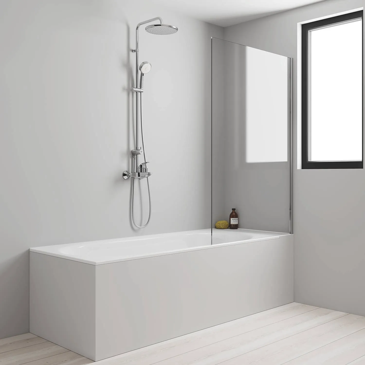 Душевая система со смесителем, с изливом Grohe Tempesta Cosmopolitan 250, хром / белый (26674000)