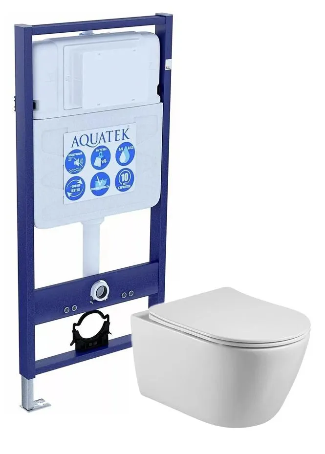 SET AQUATEK БЕТТА (рама AQUATEK Standard INS-0000012(без клавиши и крепежа)+унитаз БЕТТА AQ1253W-00 с тонким сиденьем soft-close