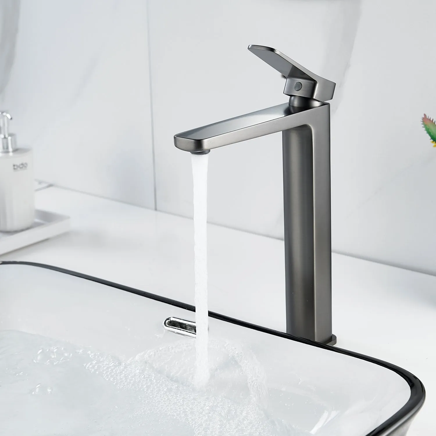 Смеситель для раковины высокий  Raffine F1199T, оружейная сталь