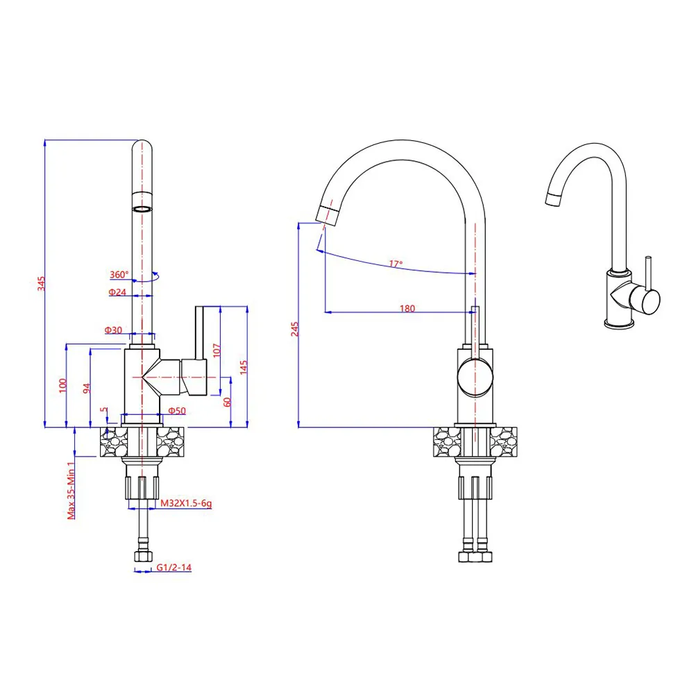 Смеситель для кухни GranFest 3650, иней